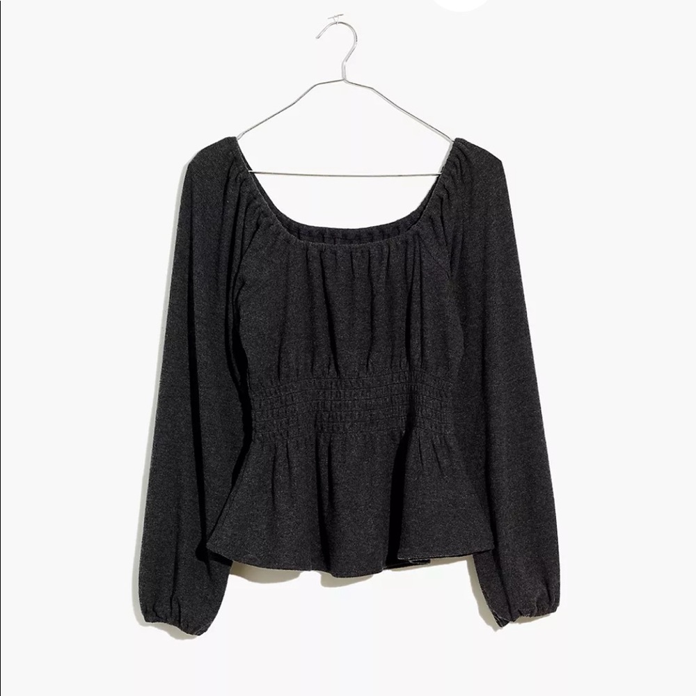 Madewell Square-neck Smocked Top NWT